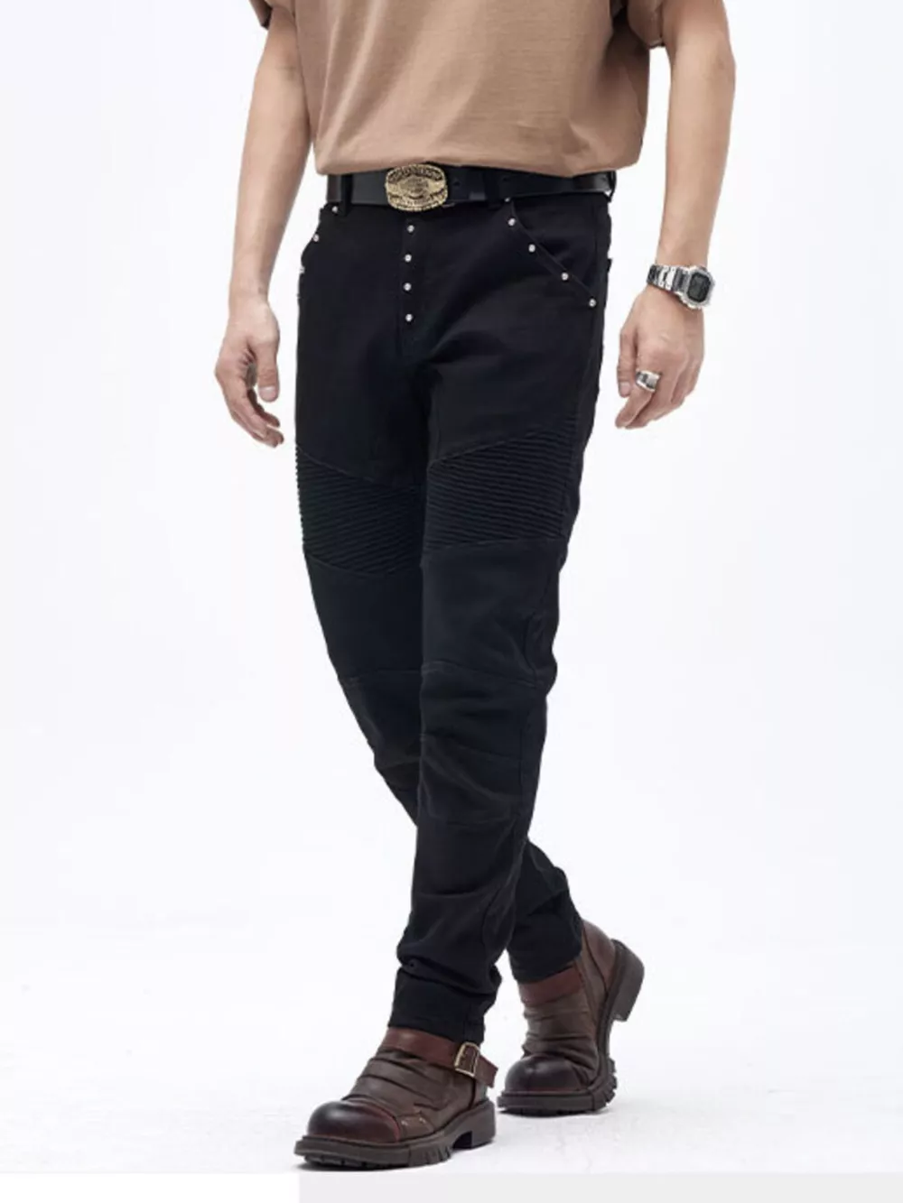 Men's Slim Fit Moto Jeans, image 5