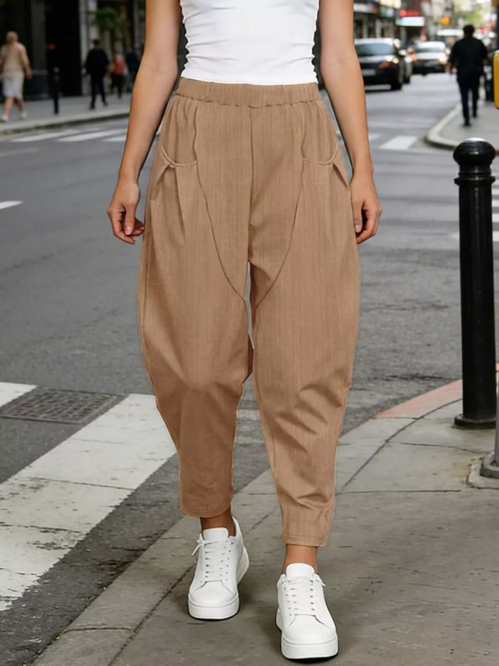 Plus Size Casual Elastic Waist Harem Pants, image 3