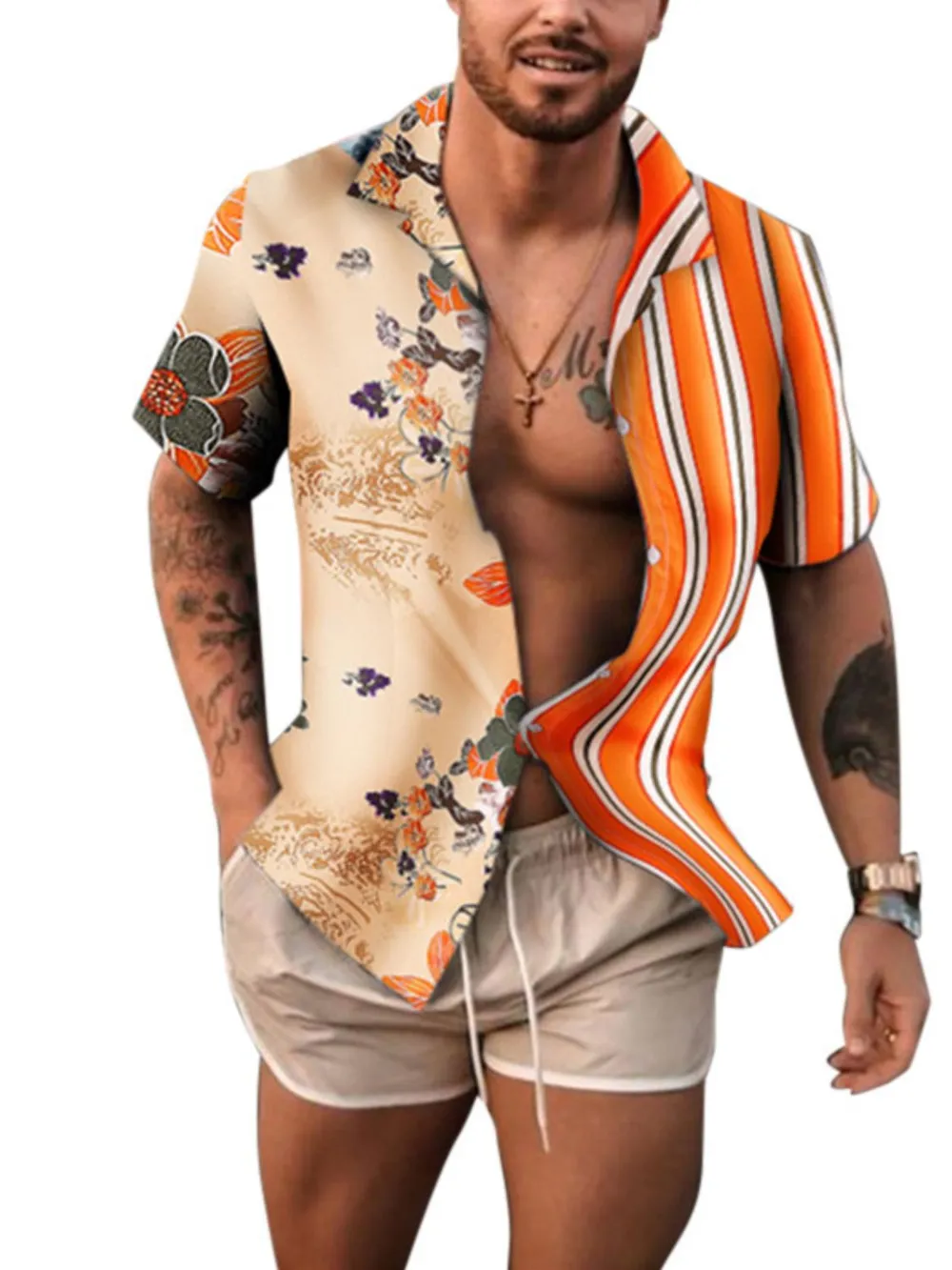 Men's Full Size Printed Button Up Short Sleeve Shirt Plus Size, image 4