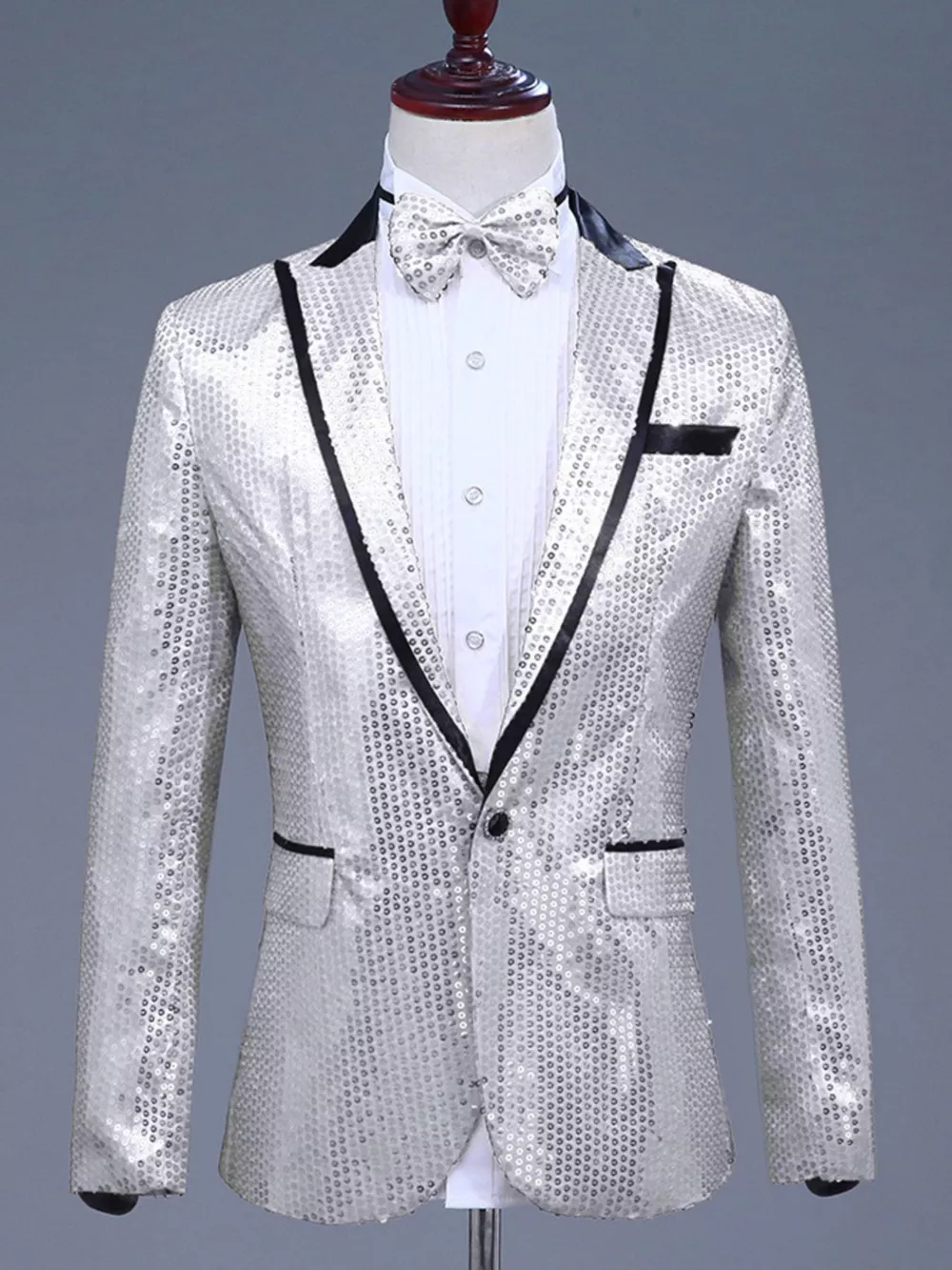 Men's Full Size Sequin One Button Long Sleeve Blazer Plus Size, image 2