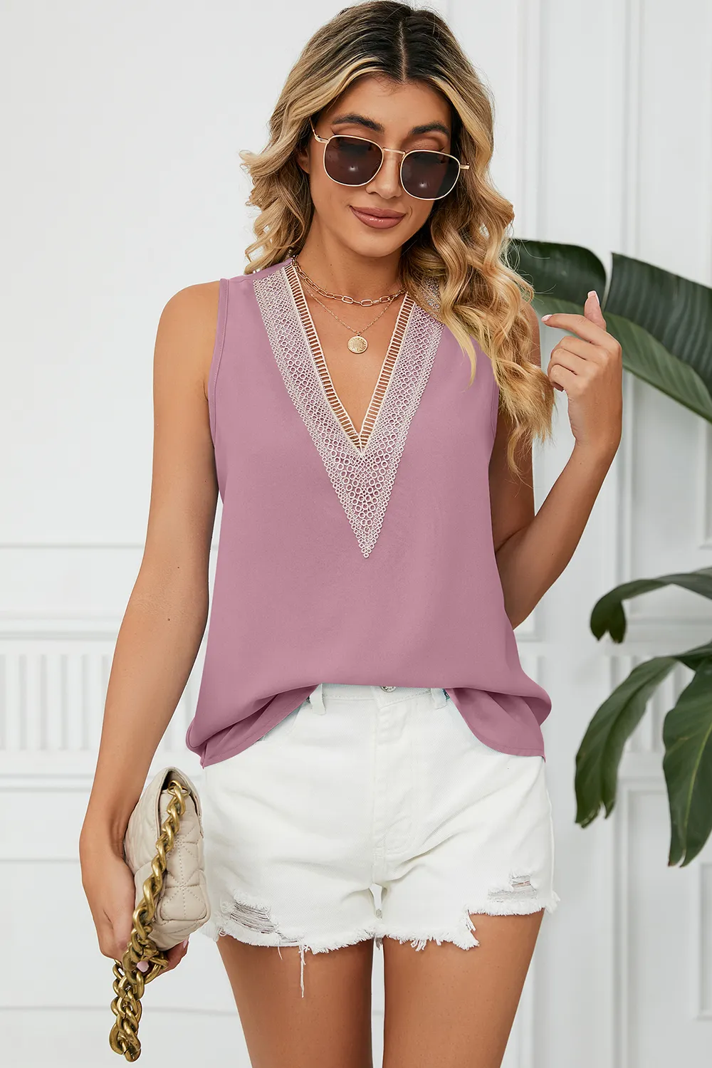 V-Neck Wide Strap Tank, image 8