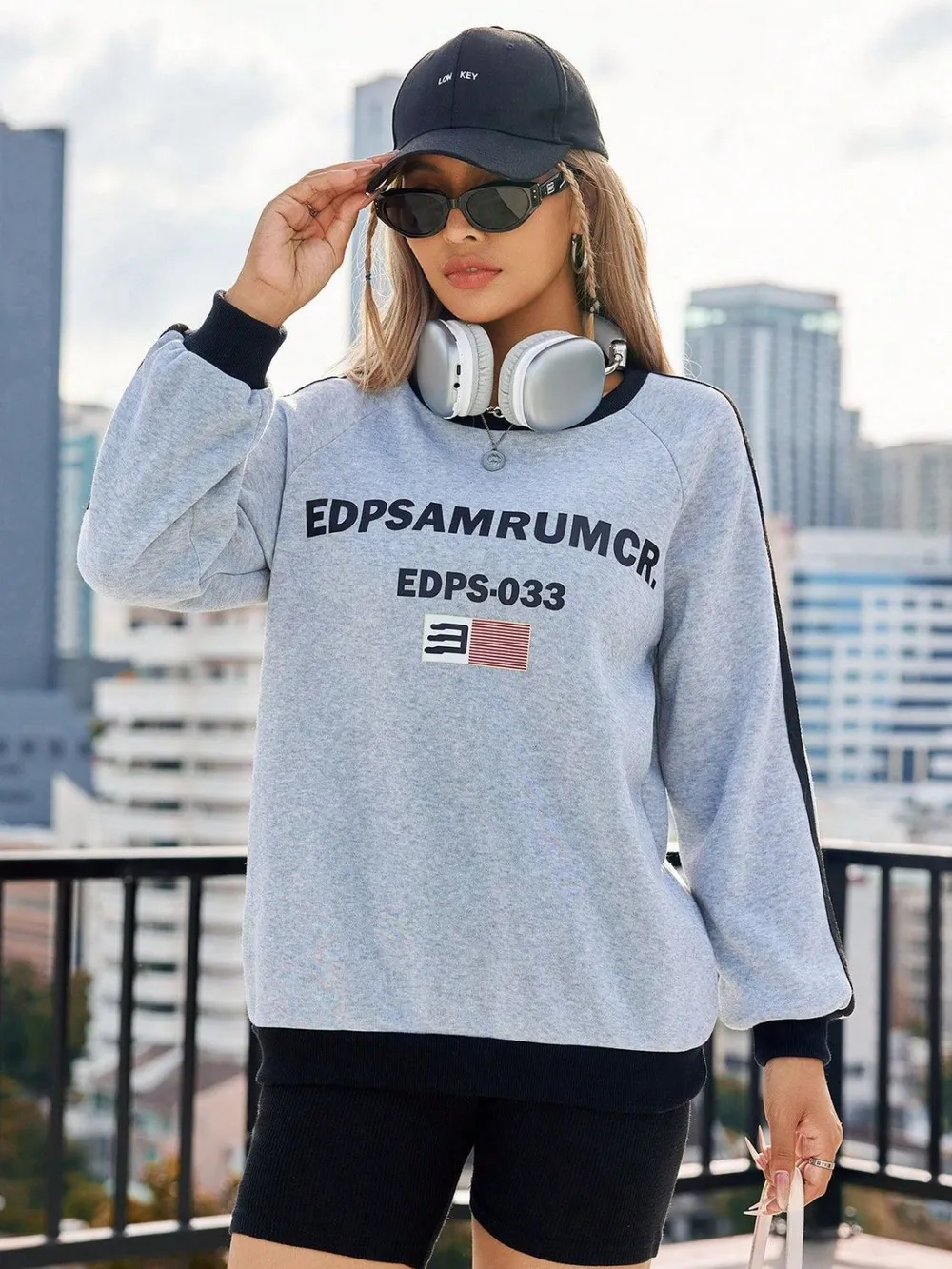 Letter Round Neck Long Sleeve Sweatshirt, image 4