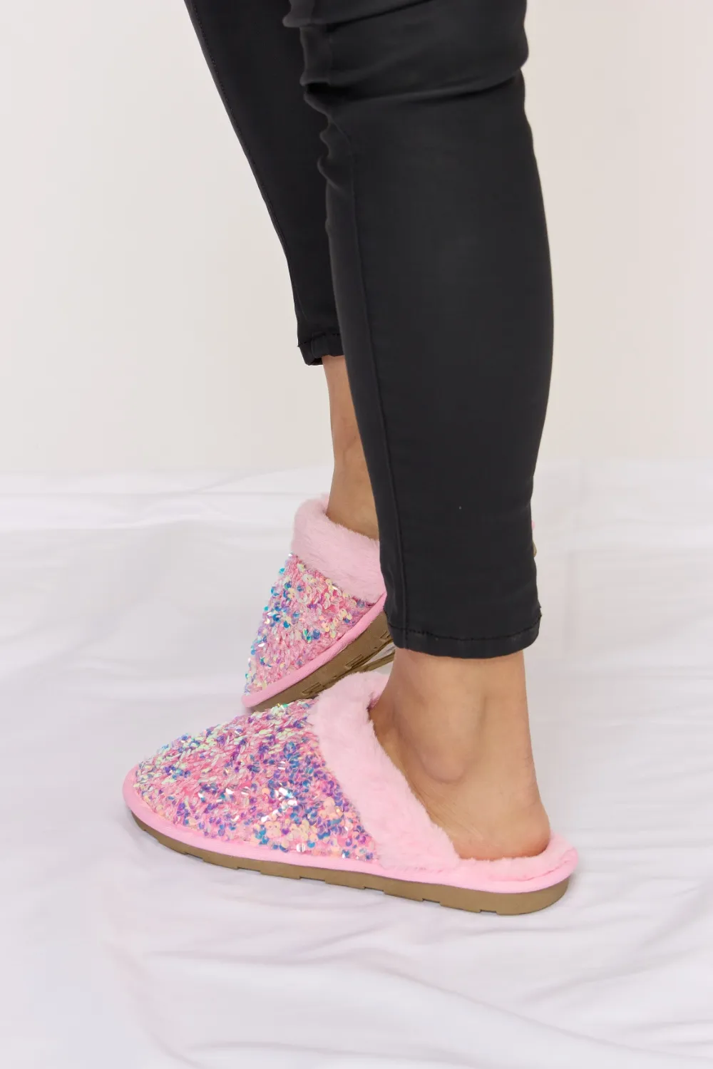 Sequin Plush Round Toe Slippers, image 7