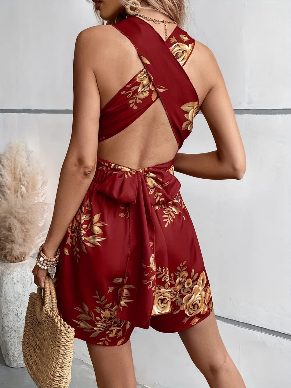 Crisscross Back Printed Romper, image 12