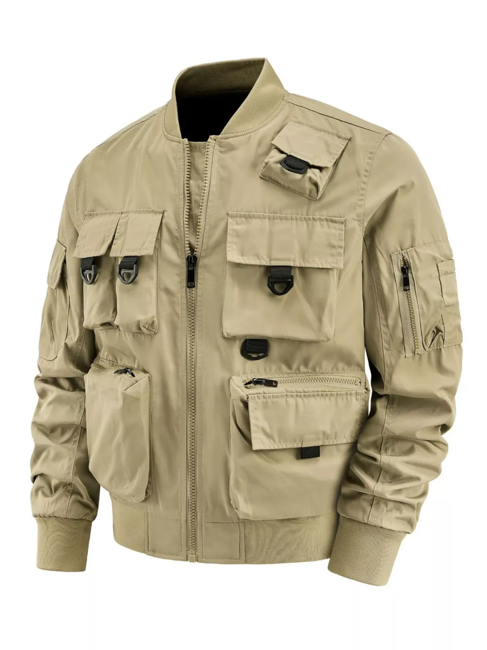 Men's Plus Size Multi-Pocket Tactical Bomber Jacket, image 3