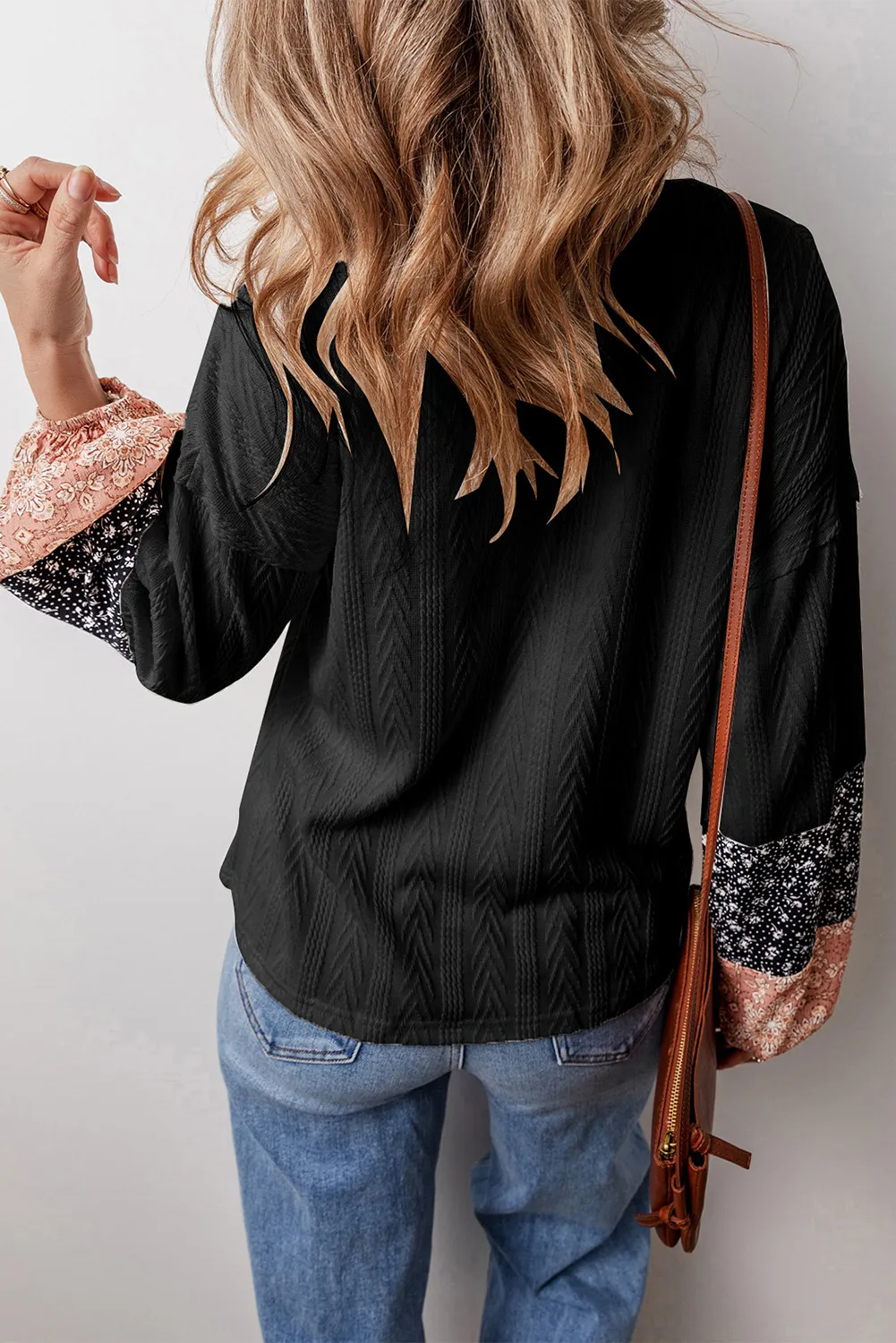 Color Block Tie Neck Long Sleeve Top, image 13
