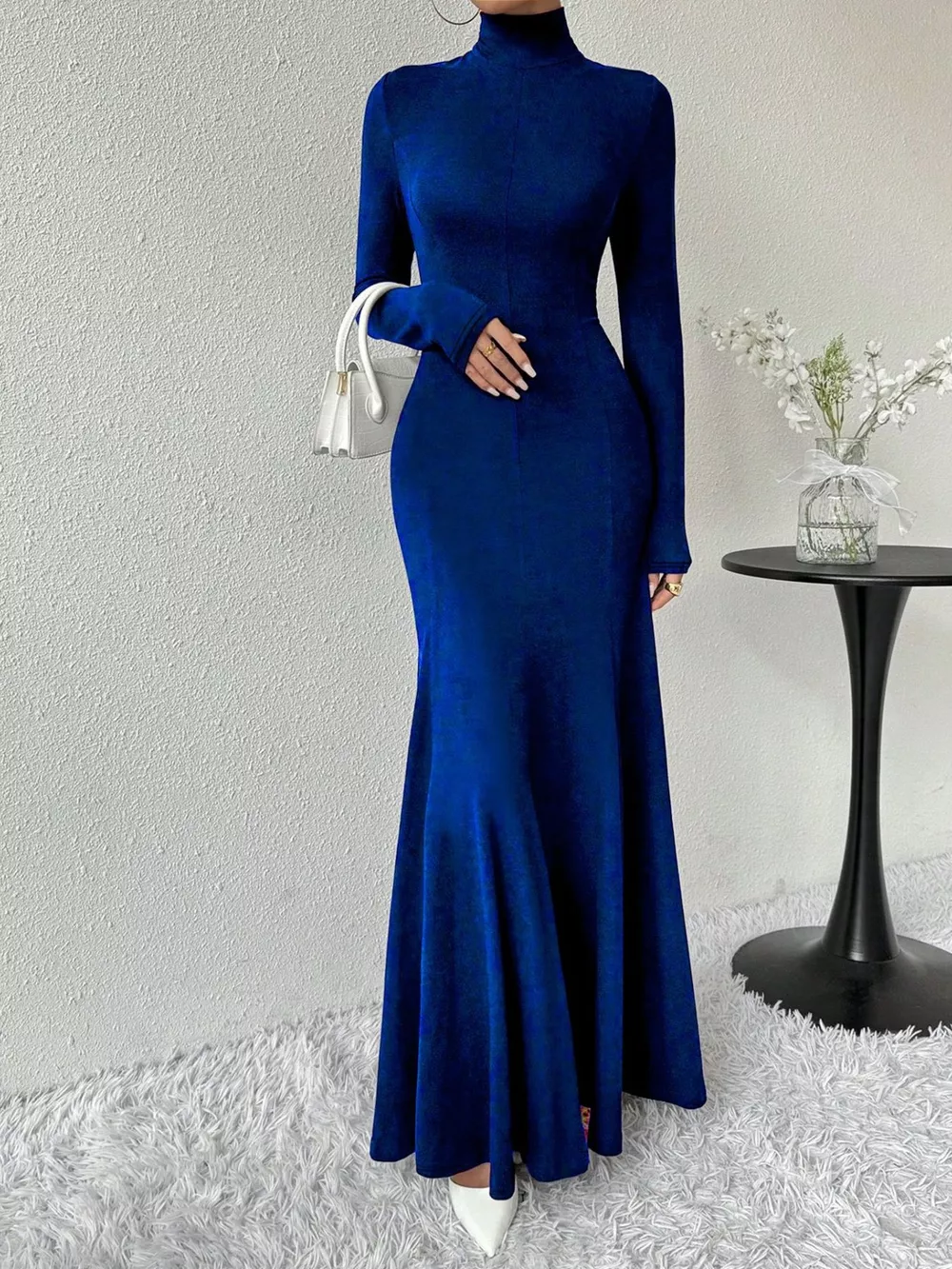 Turtleneck Long Sleeve Maxi Mermaid Dress, image 24