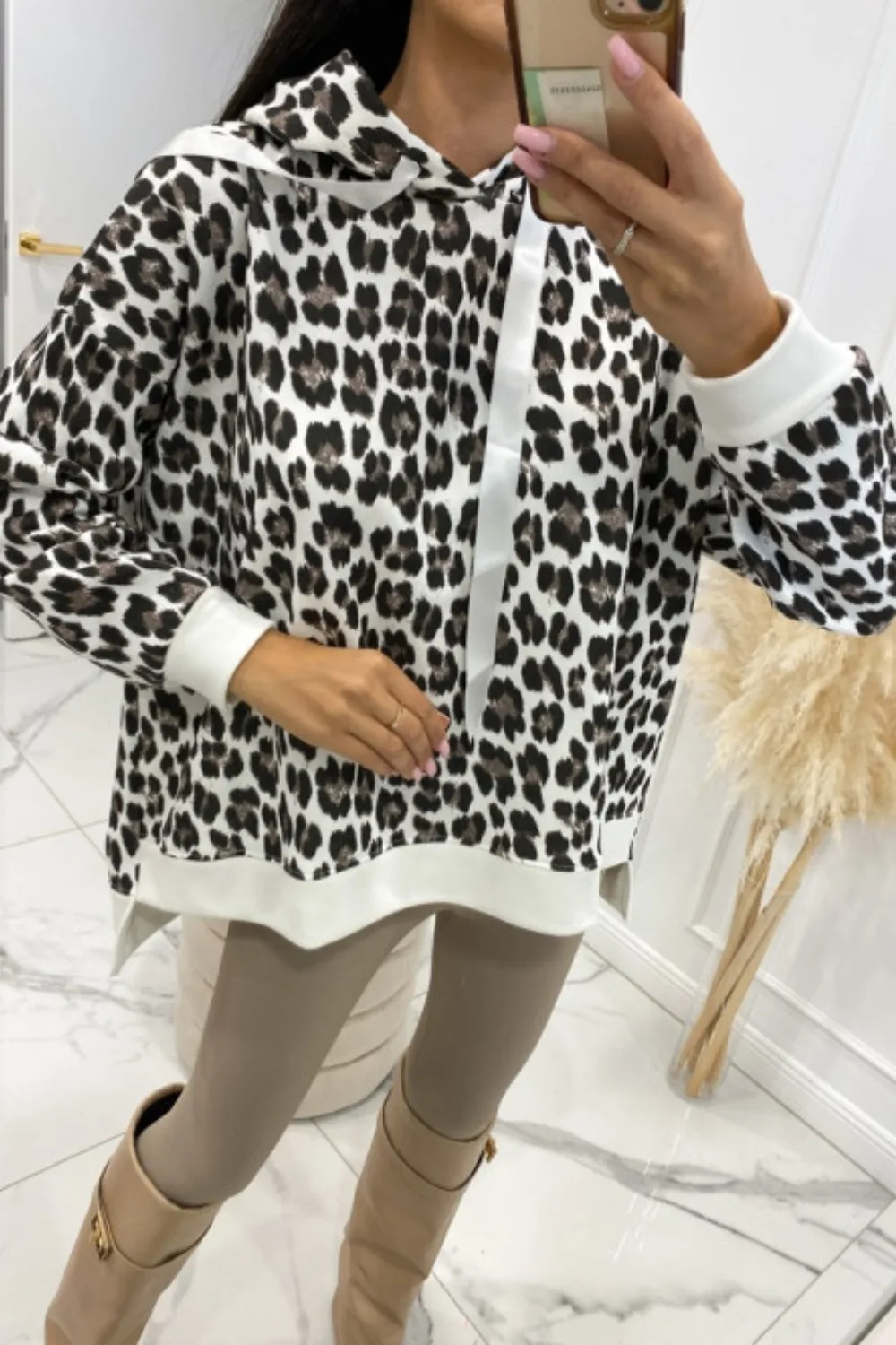 Leopard Dropped Shoulder Hoodie, image 2
