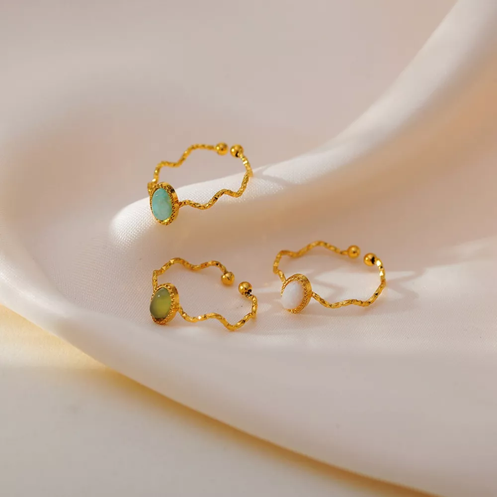 18K Gold-Plated Wave Open Ring, image 2