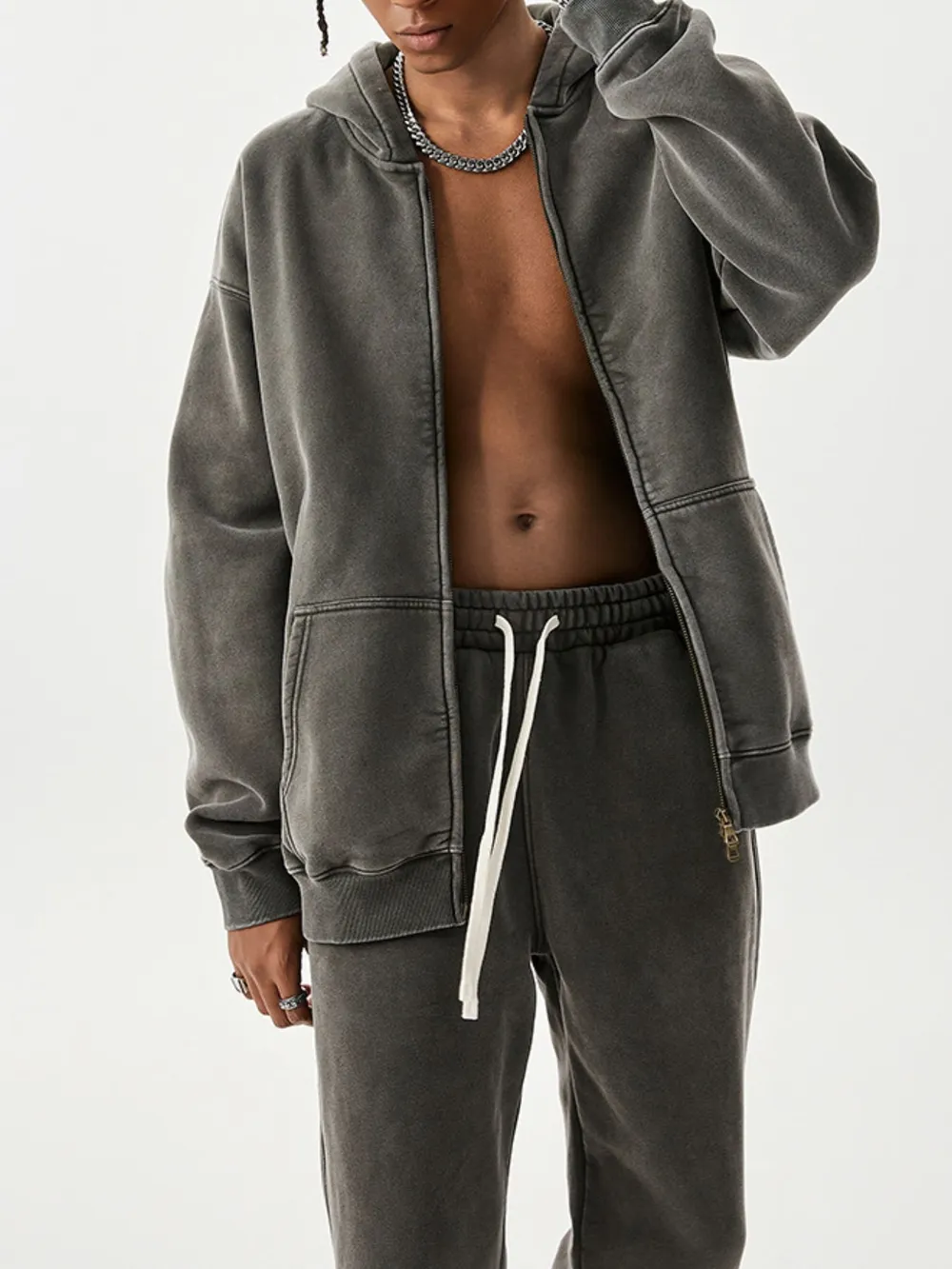 Men's Oversized Zip-Up Hoodie, image 8