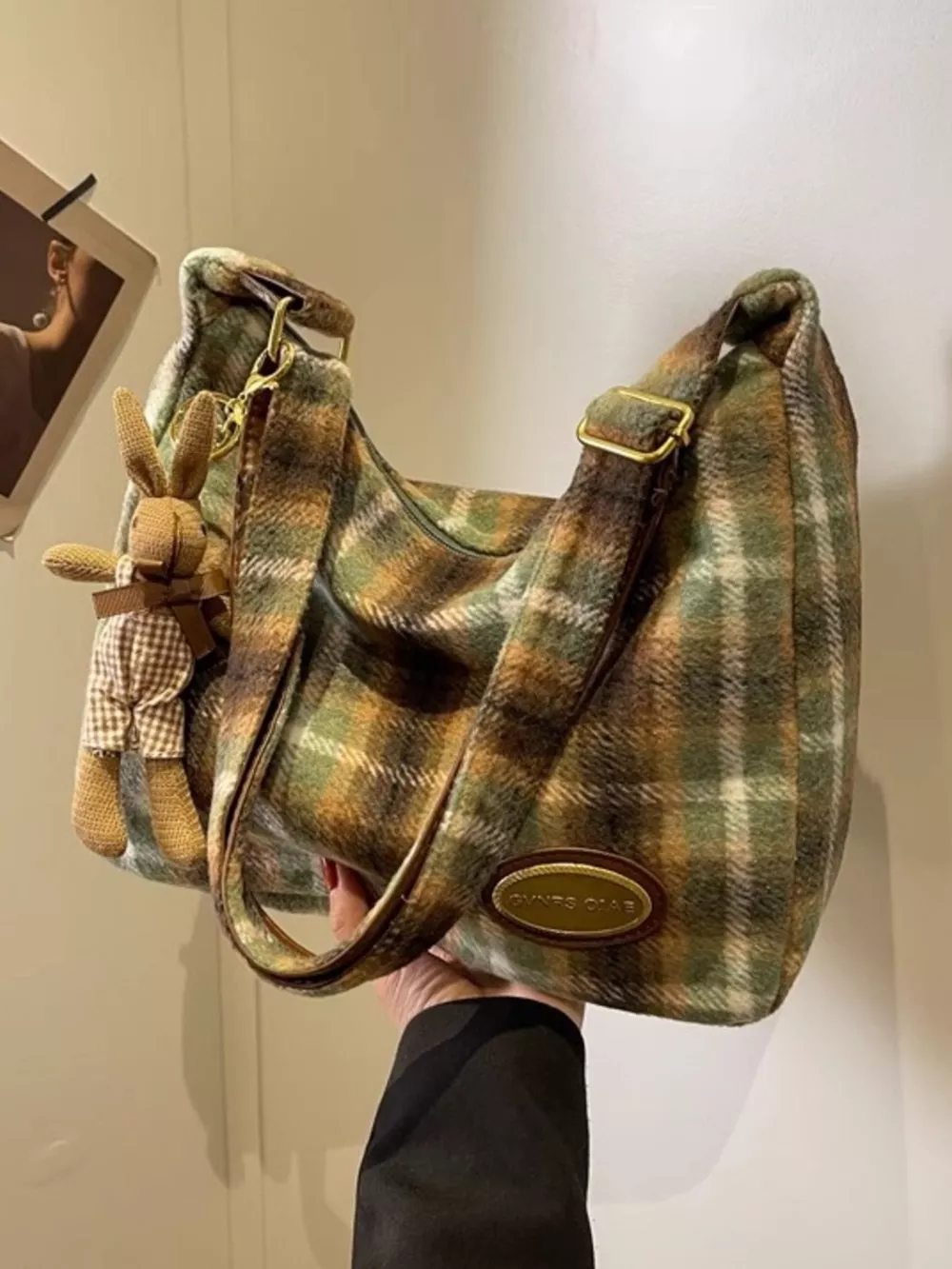 Plaid Pattern Shoulder Crossbody Bag, image 2
