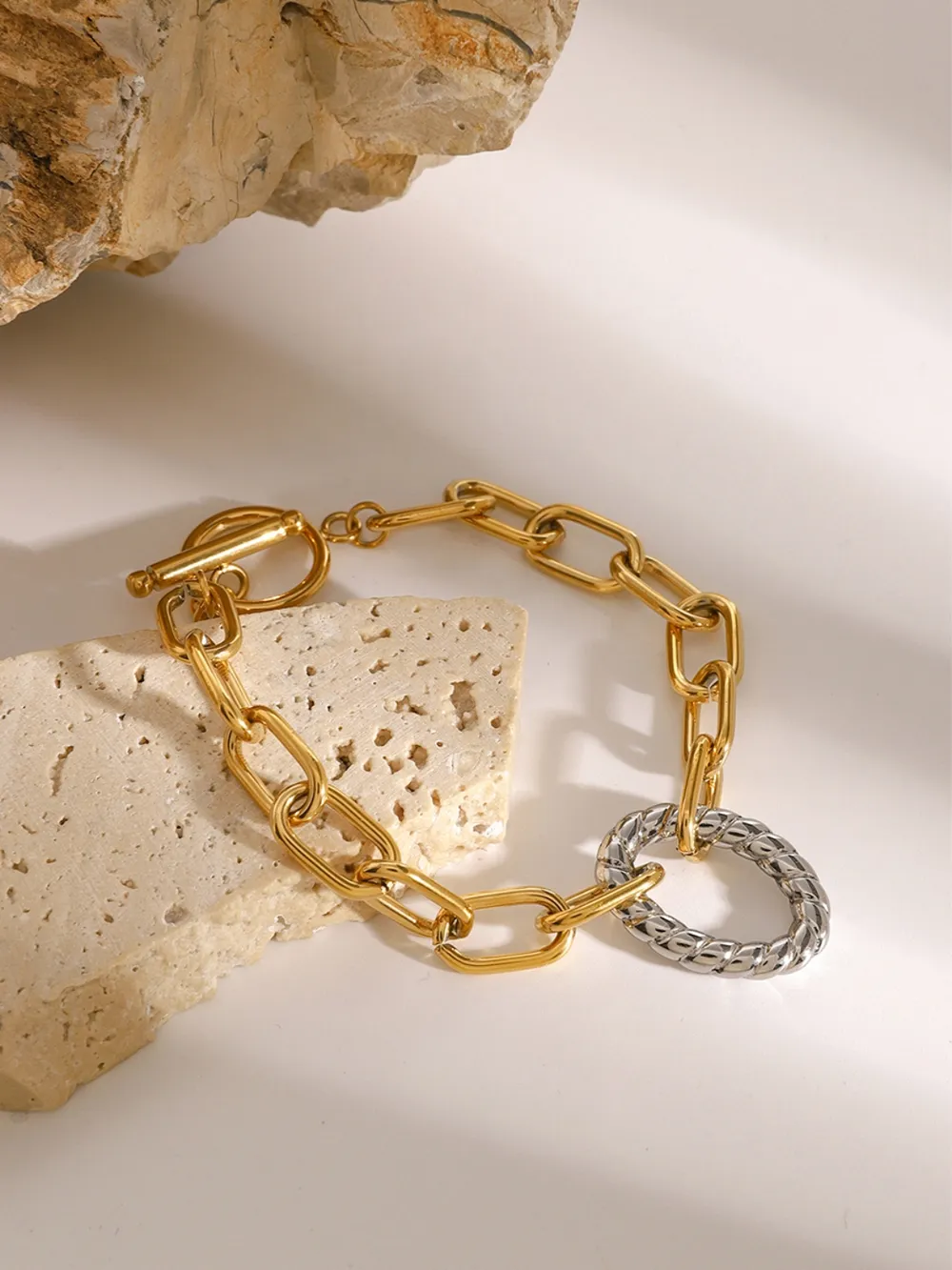 Two-Tone Stainless Steel Chain Bracelet, image 5