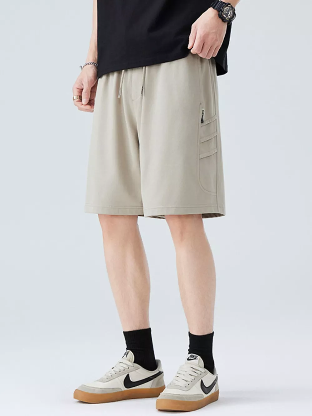 Men's Plus Size Casual Cargo Shorts with Drawstring, image 9