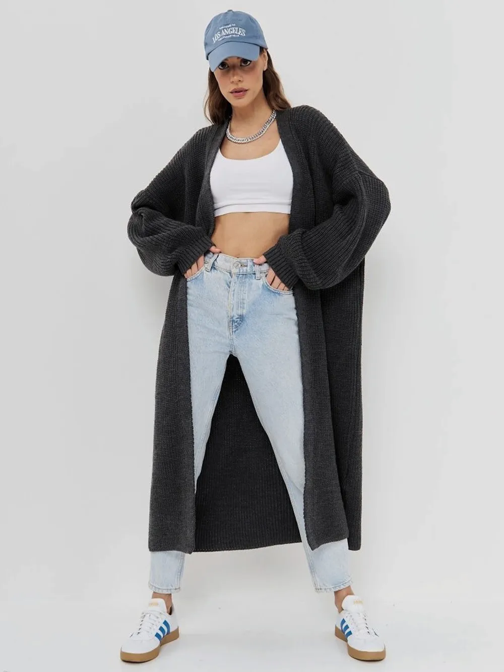 Open Front Long Sleeve Longline Cardigan, image 4