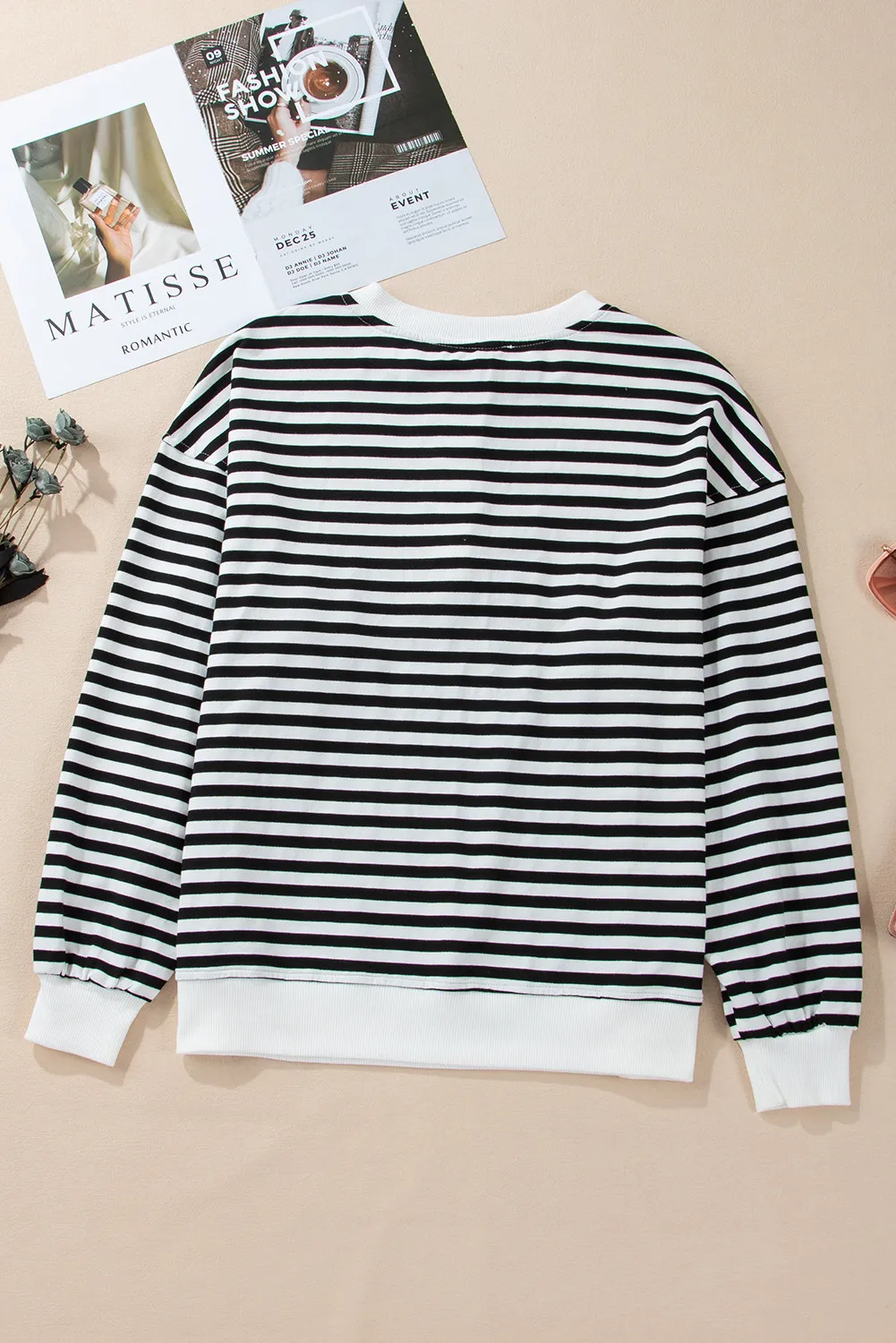 Striped Dropped Shoulder Long Sleeve Sweatshirt, image 8