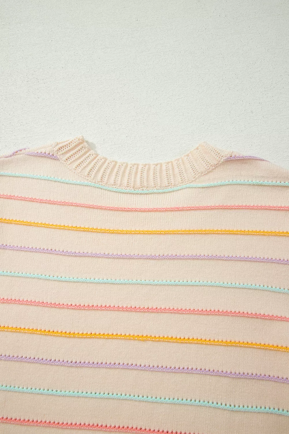 Stripe Colorful Stripes Crew Neck Knit Sweater, image 10