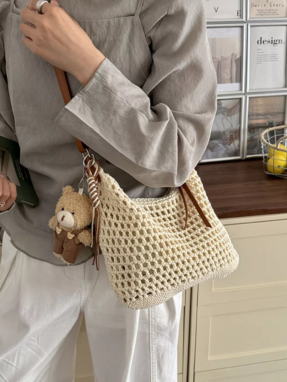 Crochet Knit Crossbody Bag, image 4