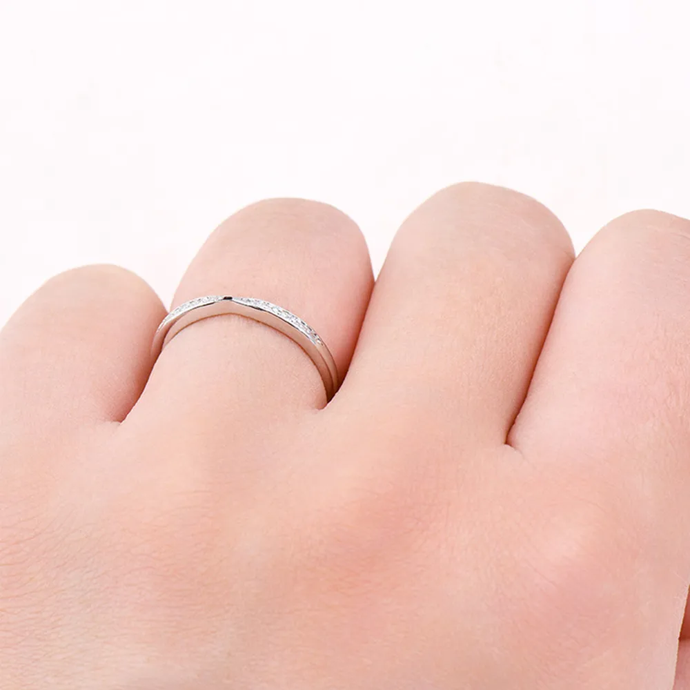 925 Sterling Silver Inlaid Moissanite Ring, image 4