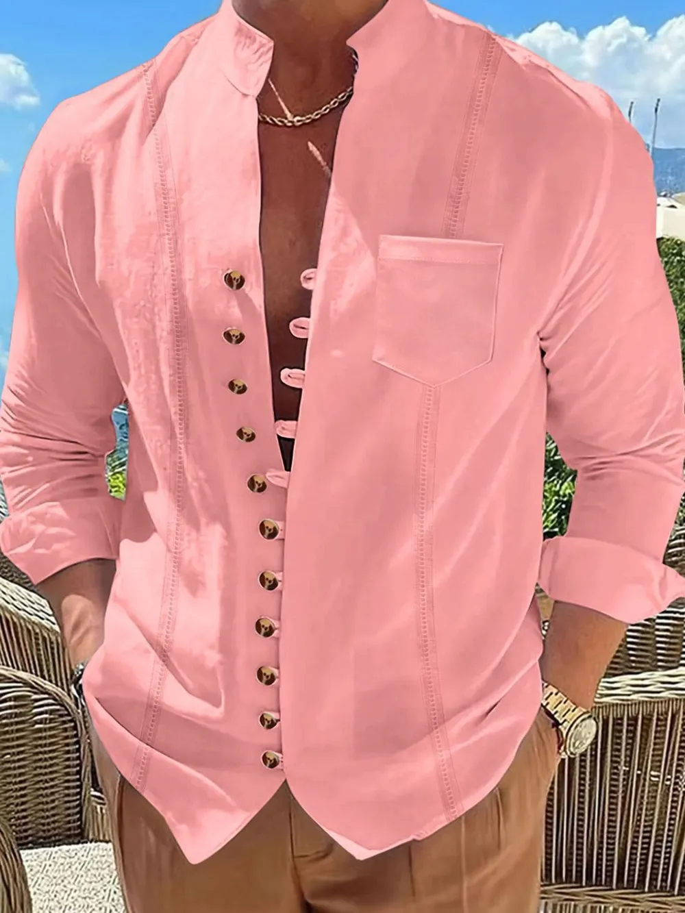 Men's Full Size Button Up Long Sleeve Shirt Plus Size, image 4