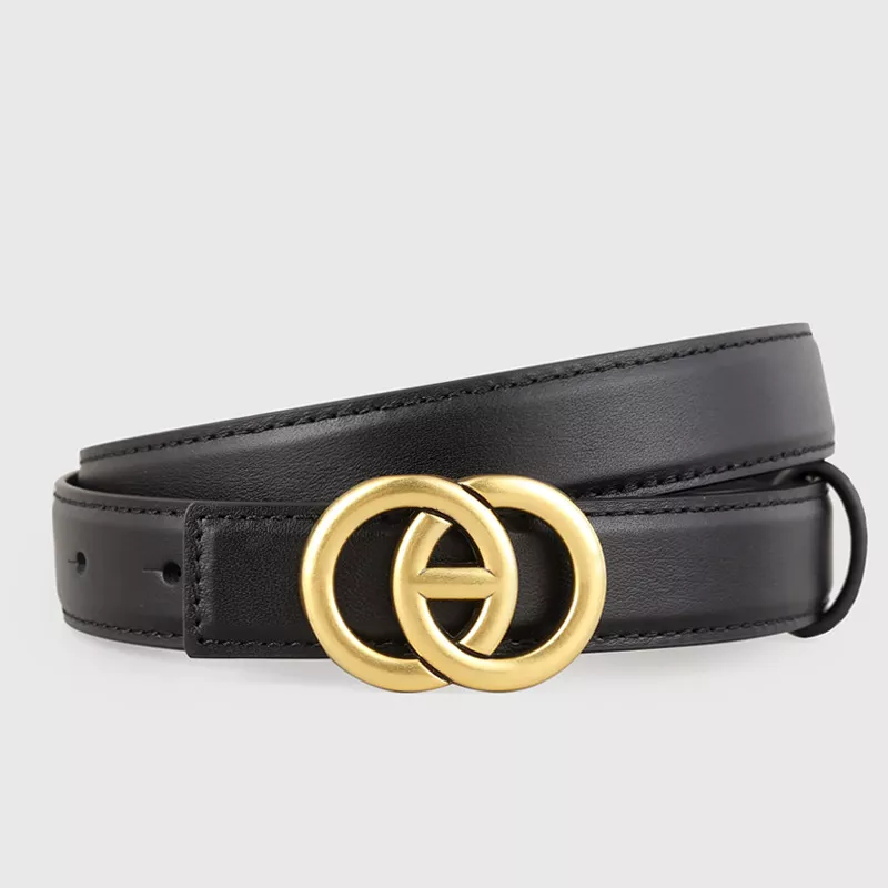 Double Circle Buckle Leather Belt
