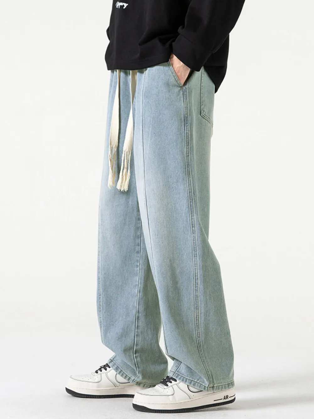 Men's Full Size Drawstring Wide Leg Jeans Plus Size, image 8