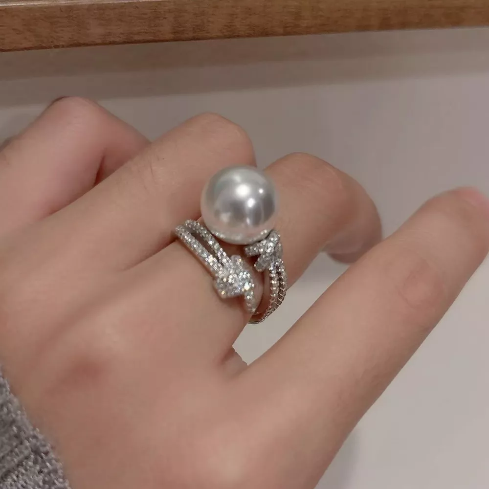 Pearl Zircon Bypass Ring, image 15