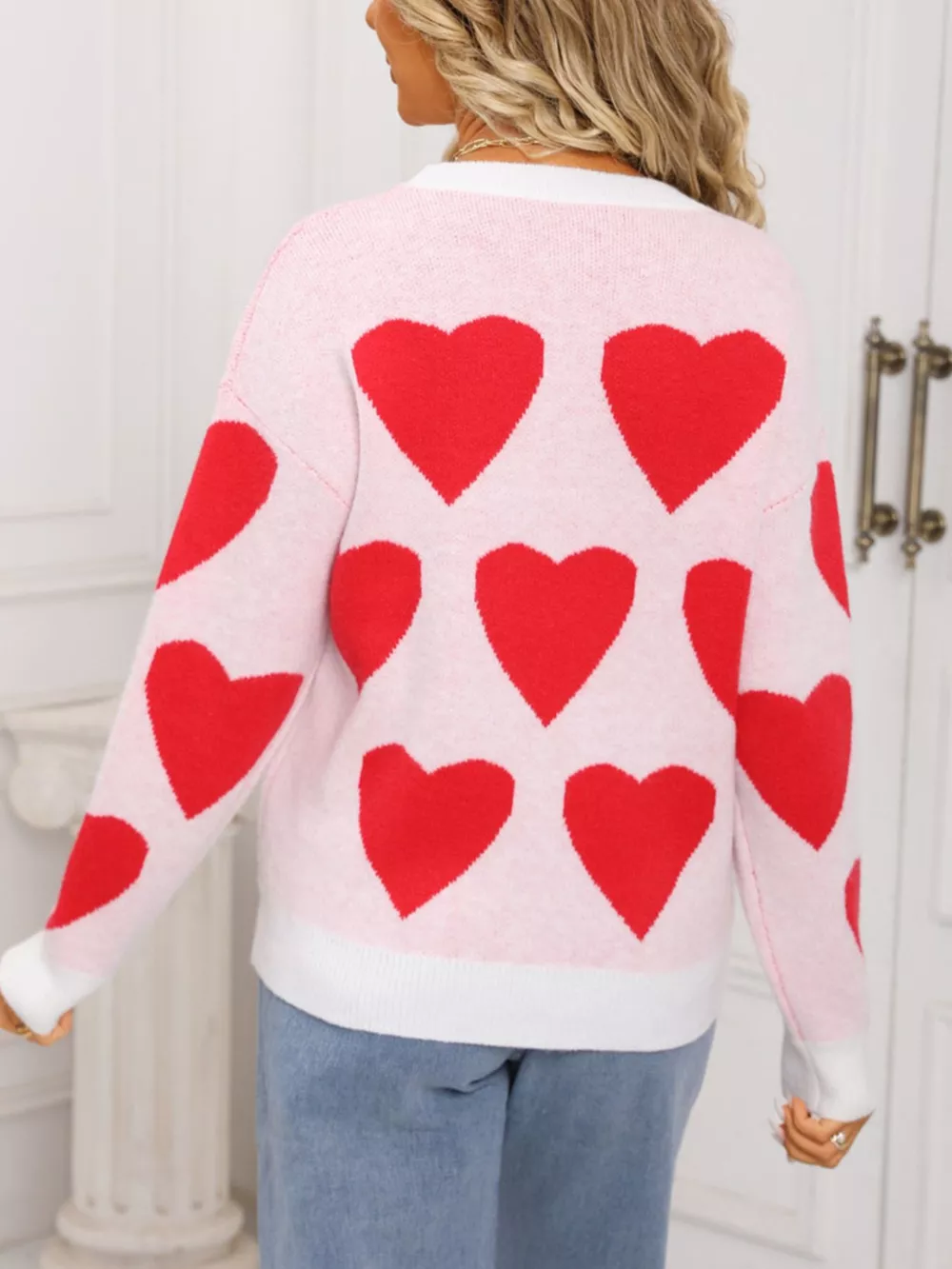 Valentine's Day Heart Round Neck Knitted Sweater, image 7