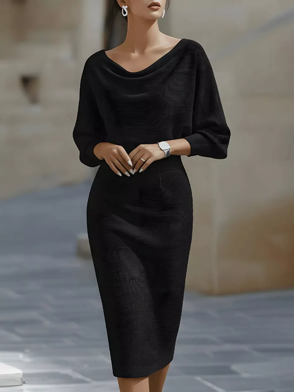 Cowl Neck Bodycon Midi Dress, image 7