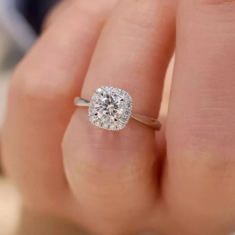 1 Carat 925 Sterling Silver Moissanite Square Ring, image 9