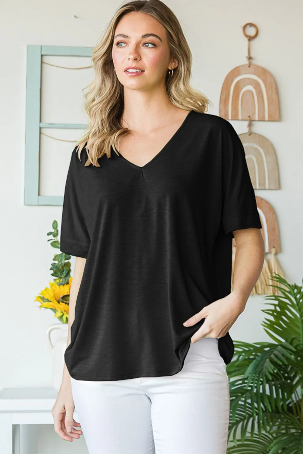 Full Size V-Neck Short Sleeve T-Shirt