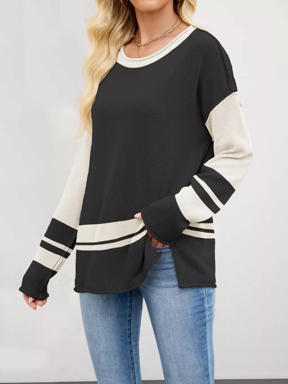 Color Block Side Slit Sweater, image 9
