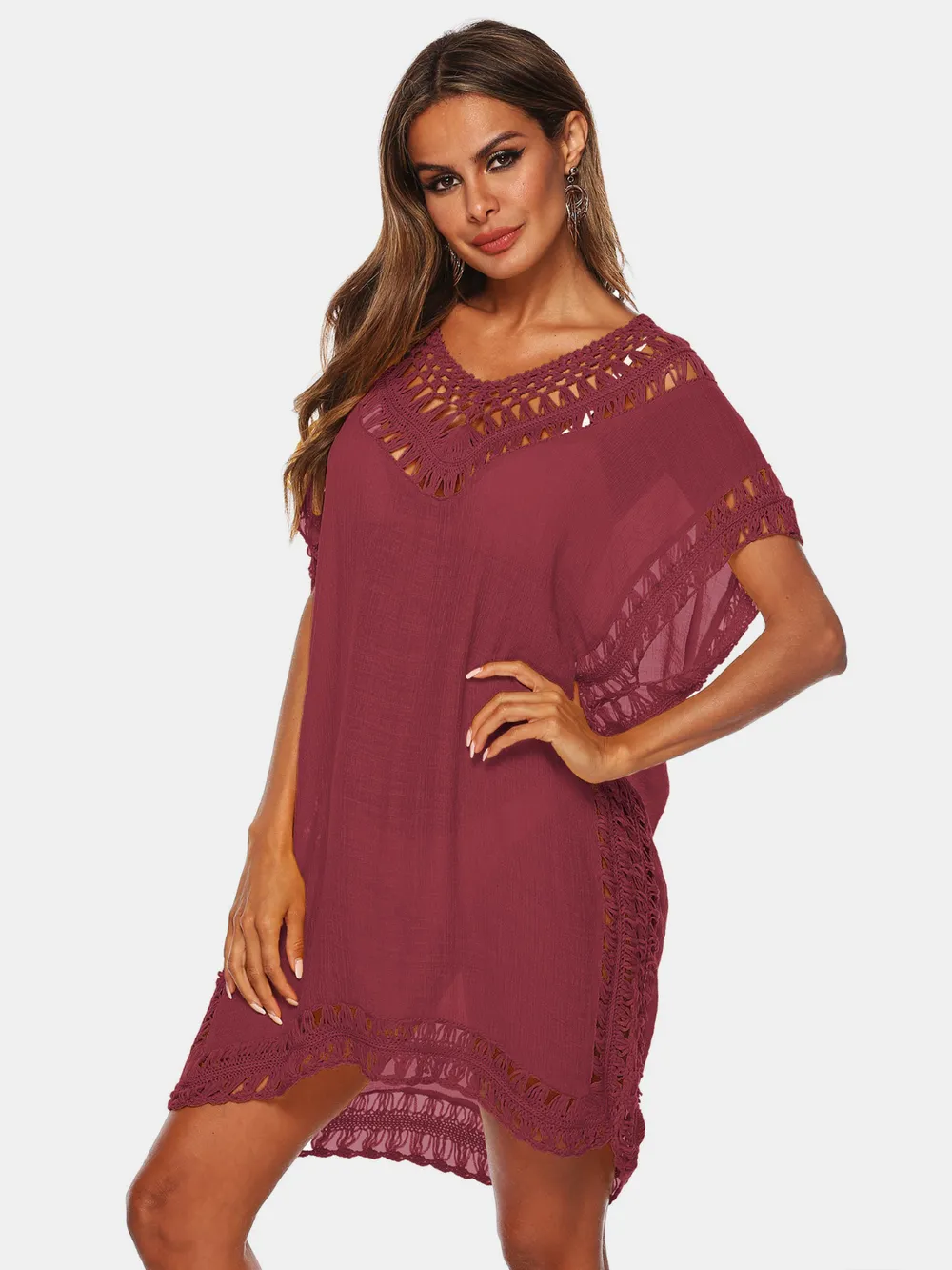 Cutout V-Neck Short Sleeve Cover-Up, image 28