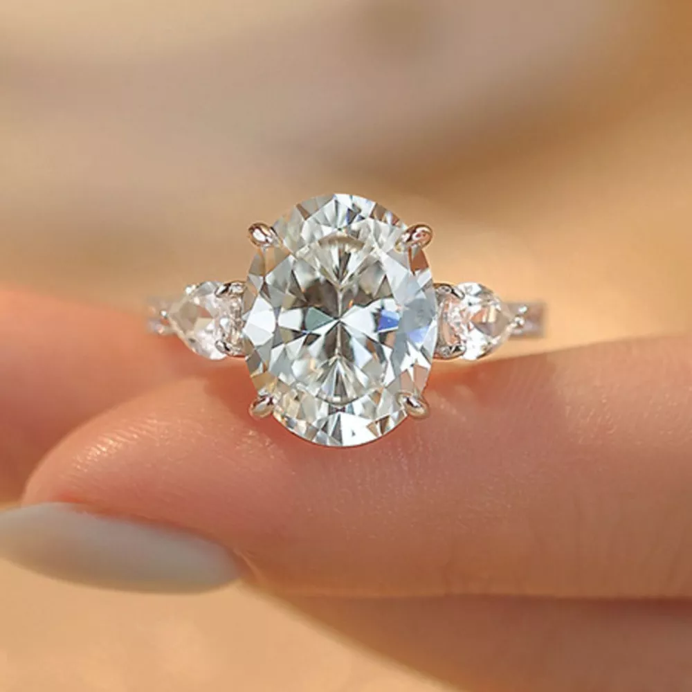 2 Carat 925 Sterling Silver Moissanite Oval Ring, image 6
