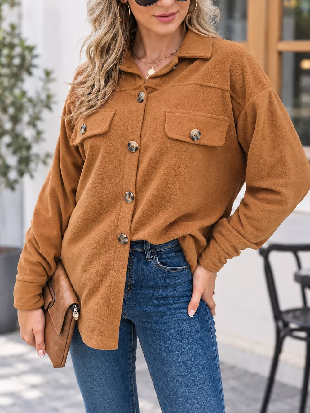 Button-Down Long Sleeve Shacket