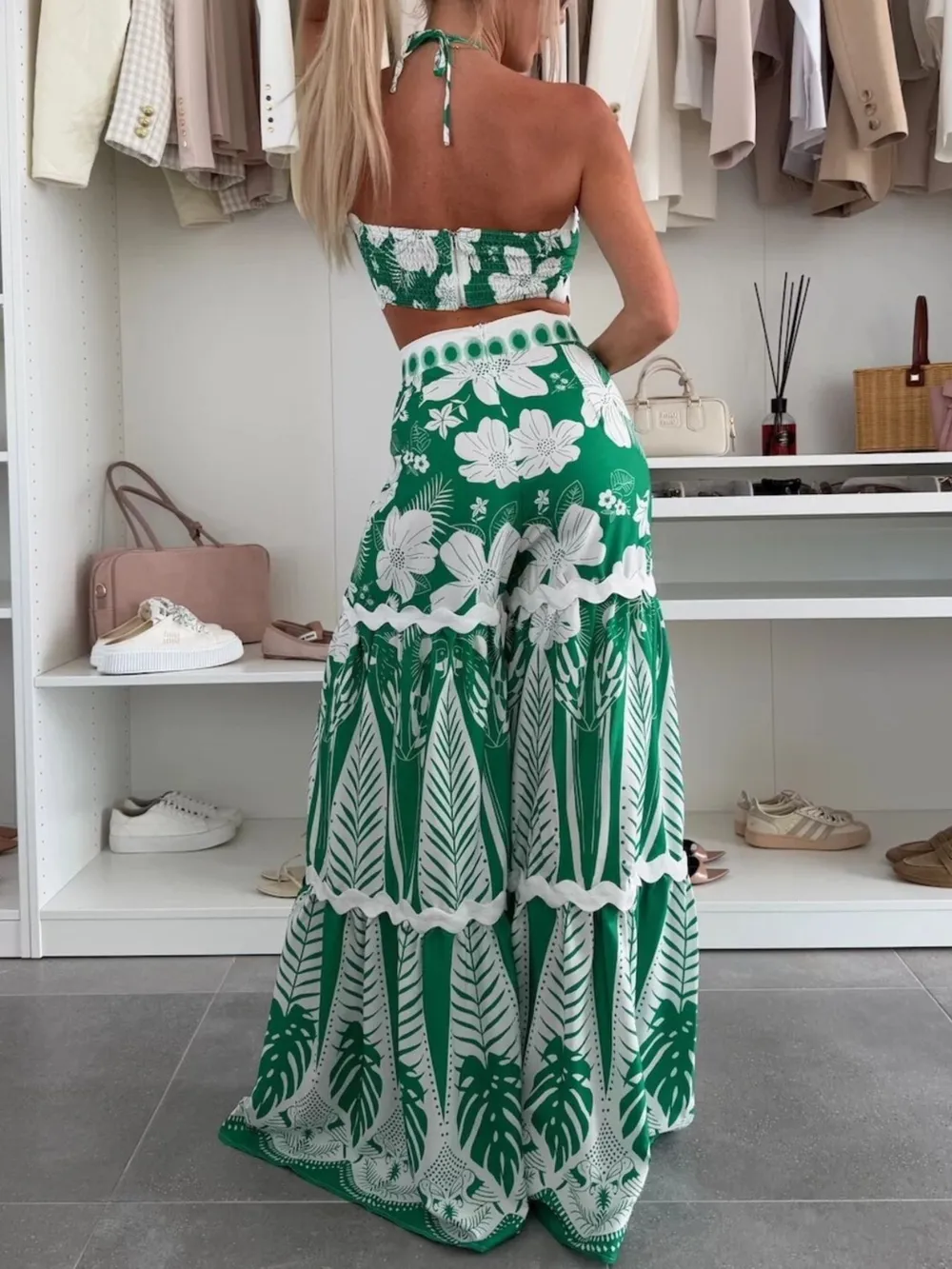 Printed Halter Neck Cami and Skirt Set, image 6