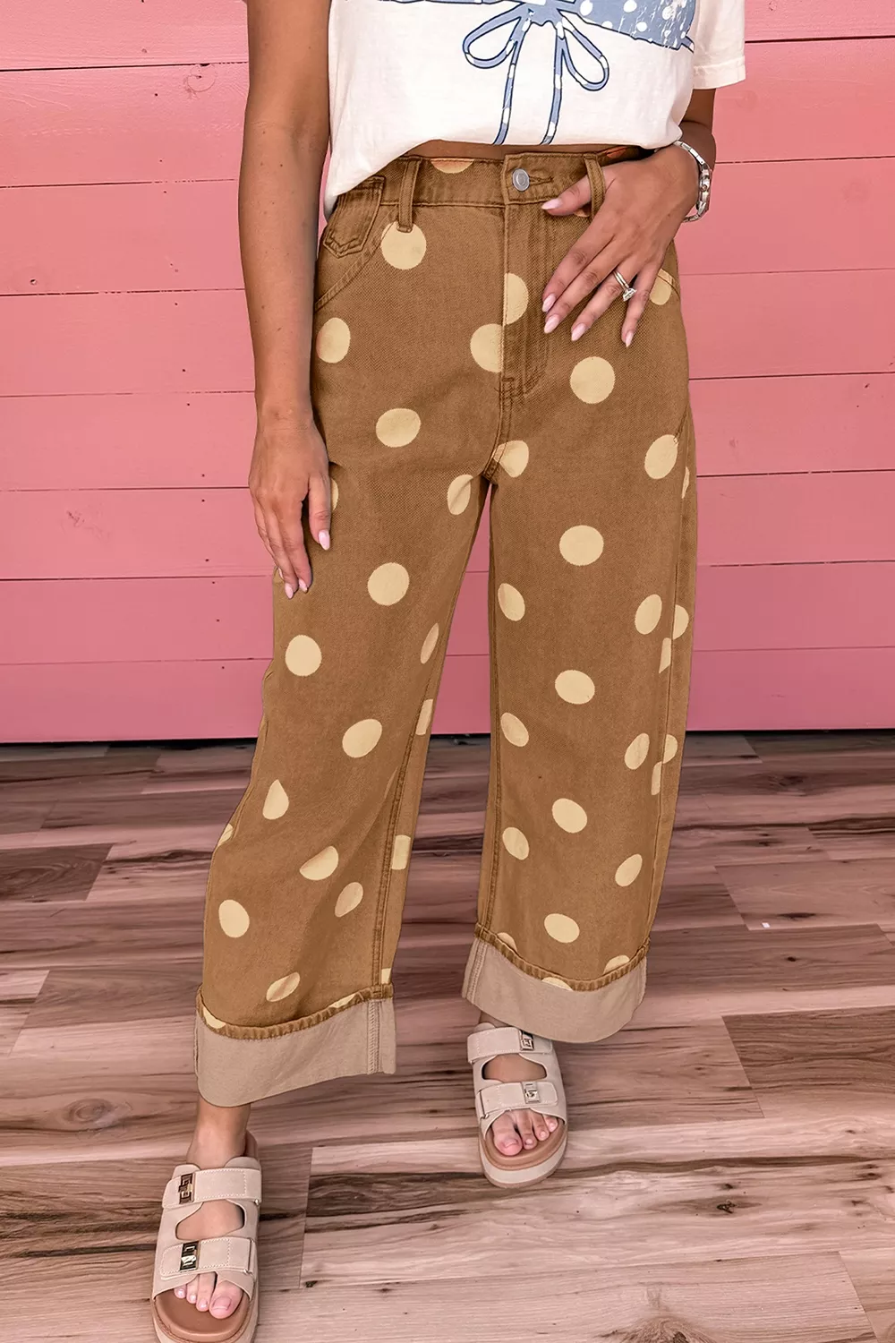 Polka Dot Wide Leg Jeans, image 2