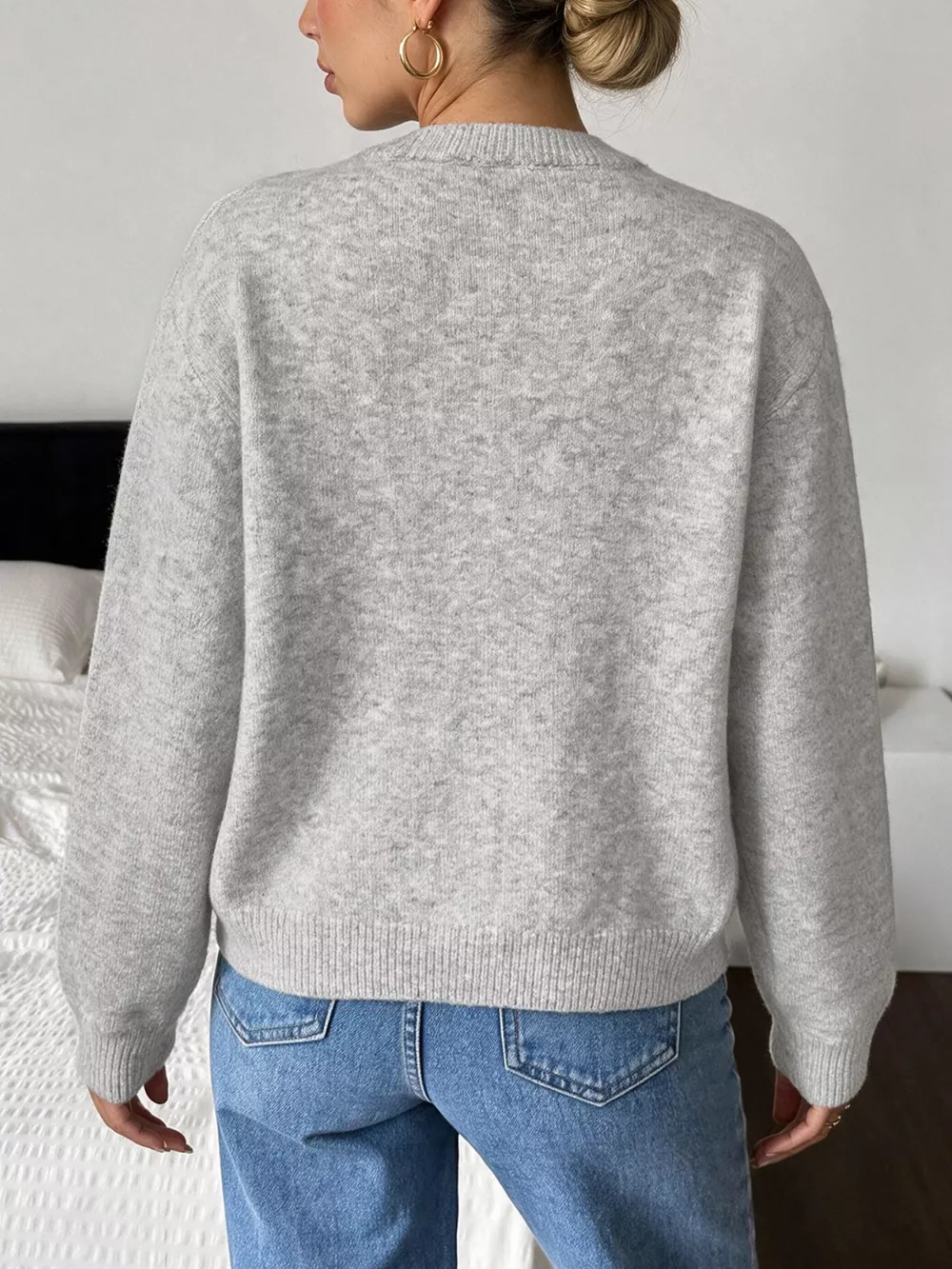 Crew Neck Button-Down Cardigan, image 14