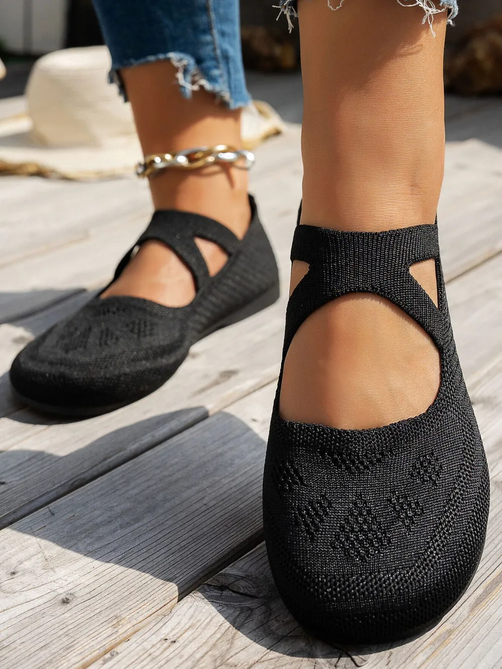 Knit Mary Jane Slip-On Loafers with Strap, image 8