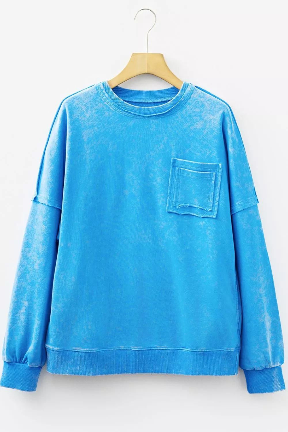 Mineral Wash Oversized Sweatshirt with Chest Pocket, image 5