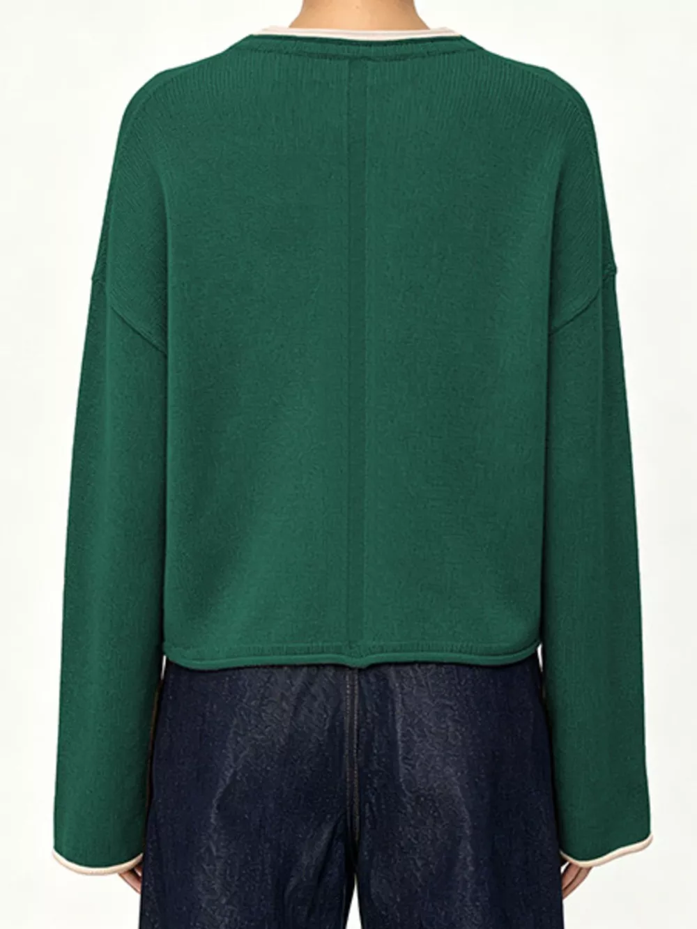 Crew Neck Dropped Shoulder Sweater, image 9