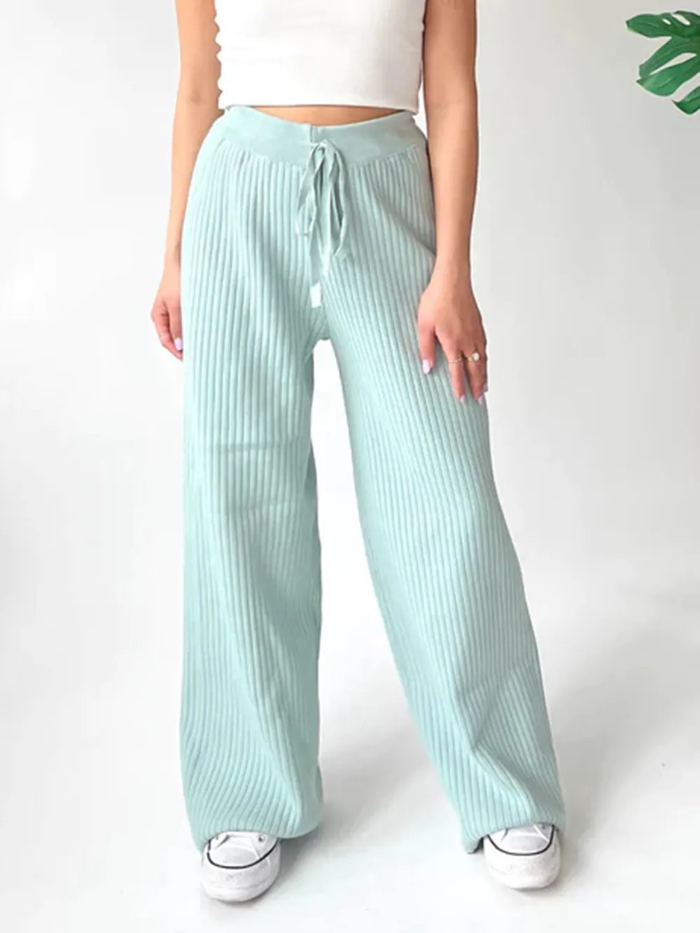 Ribbed Wide Leg Sweater Pants, image 19