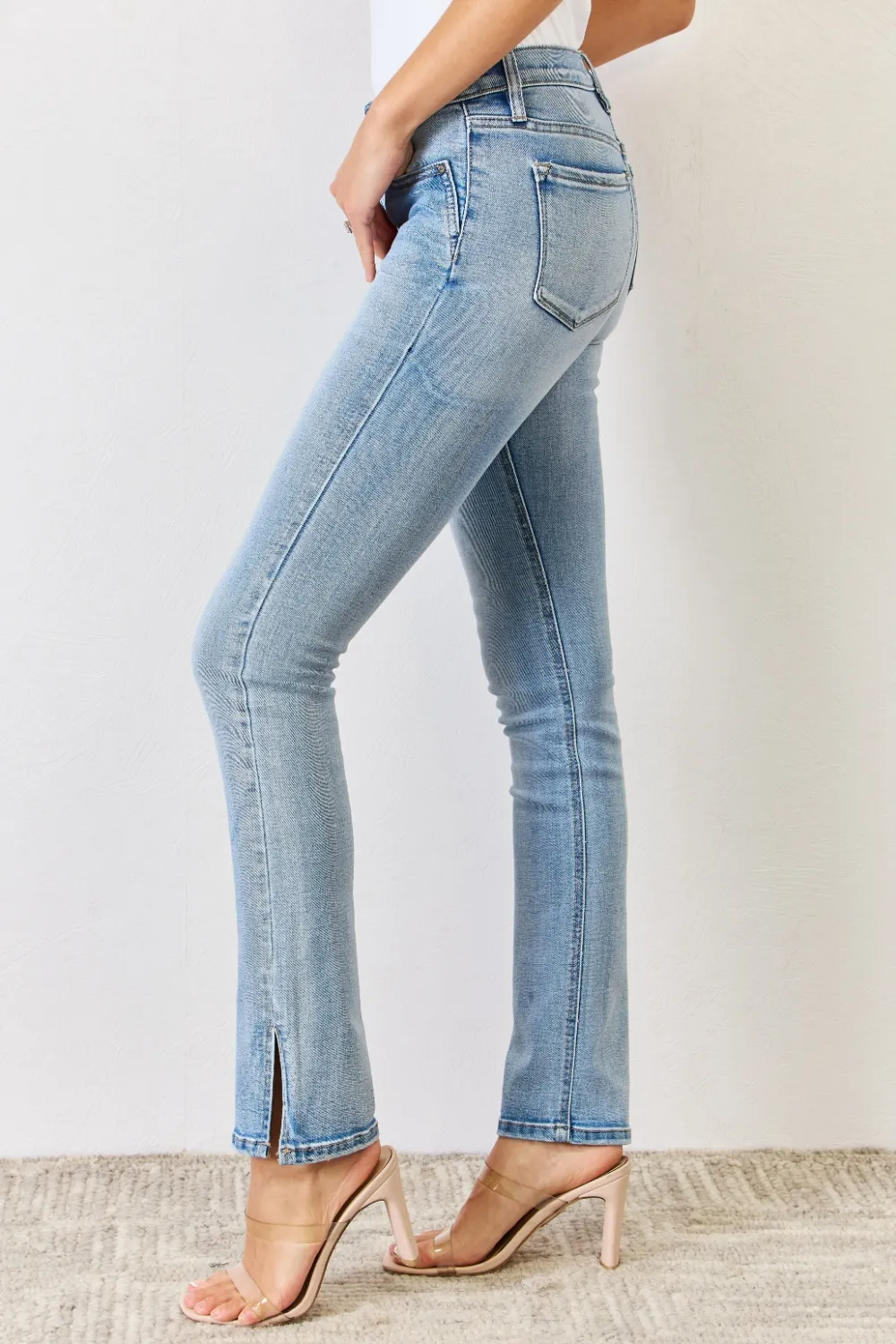 Full Size Mid Rise Y2K Slit Bootcut Jeans, image 2