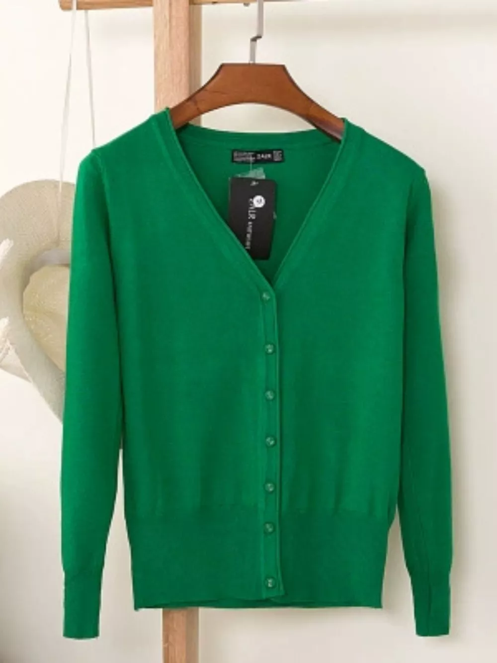 Classic V-Neck Button-Down Knit Cardigan, image 34