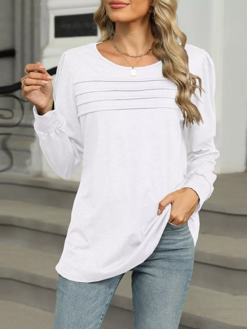 Long Sleeve Round Neck T-Shirt, image 20