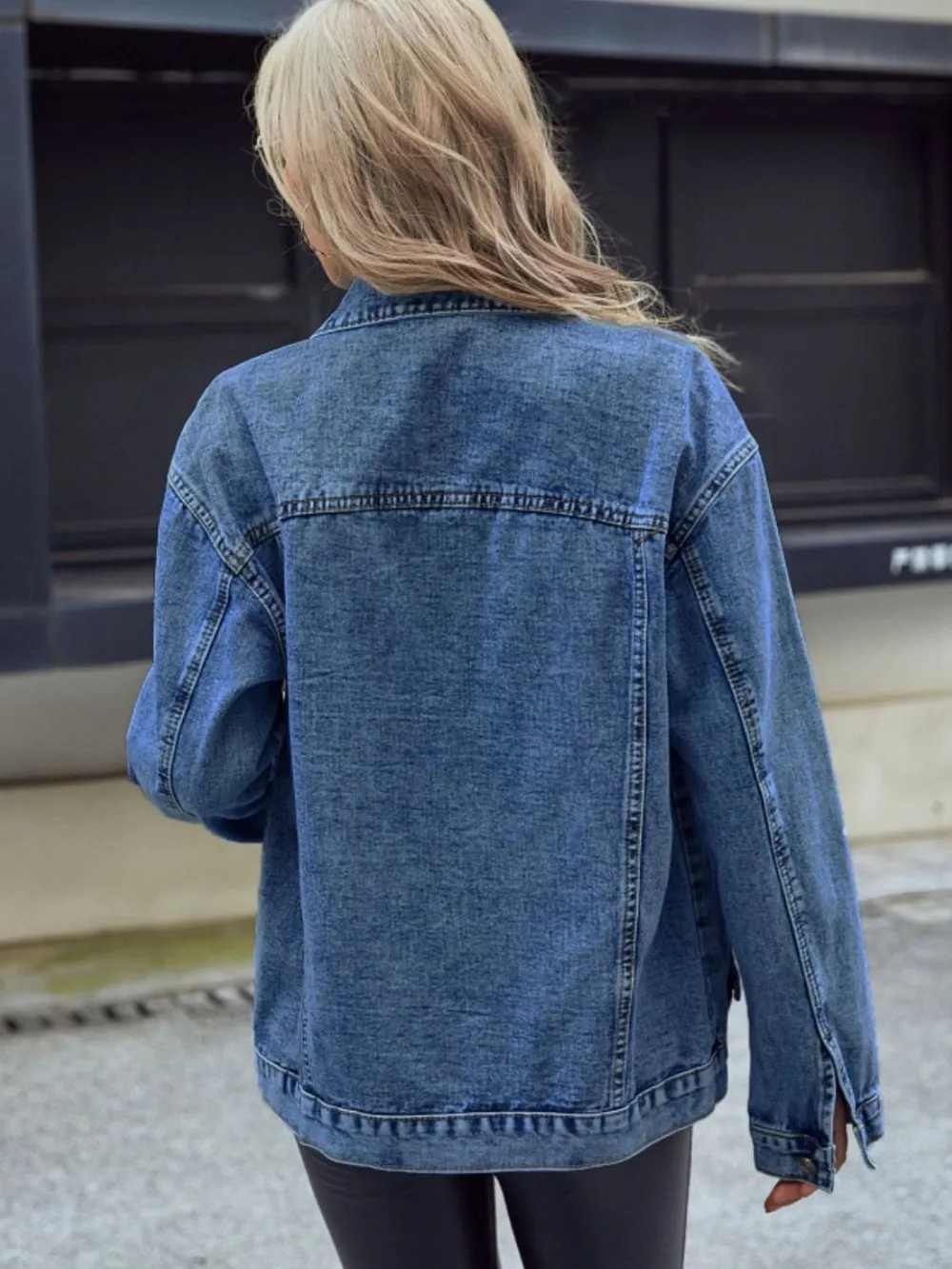 Pocketed Button Down Collared Neck Denim Top, image 2