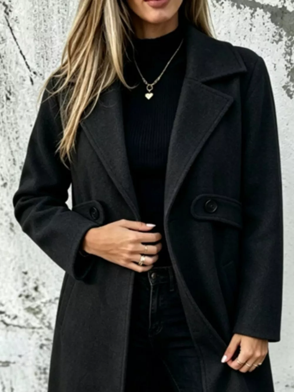 Full Size Lapel Collar Longline Overcoat Plus Size, image 10