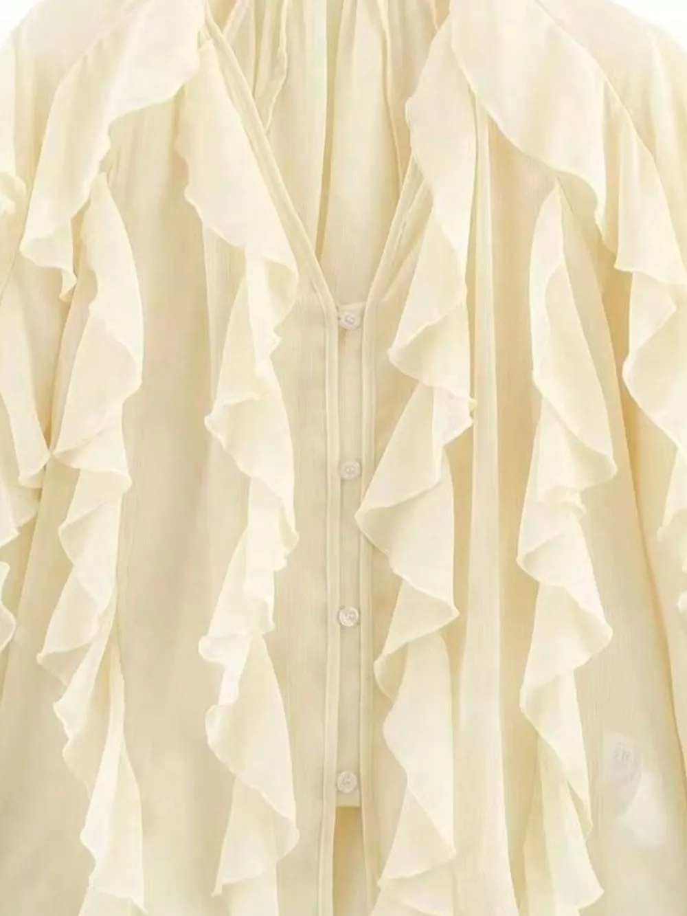 Ruffled Sheer Long Sleeve Blouse, image 33