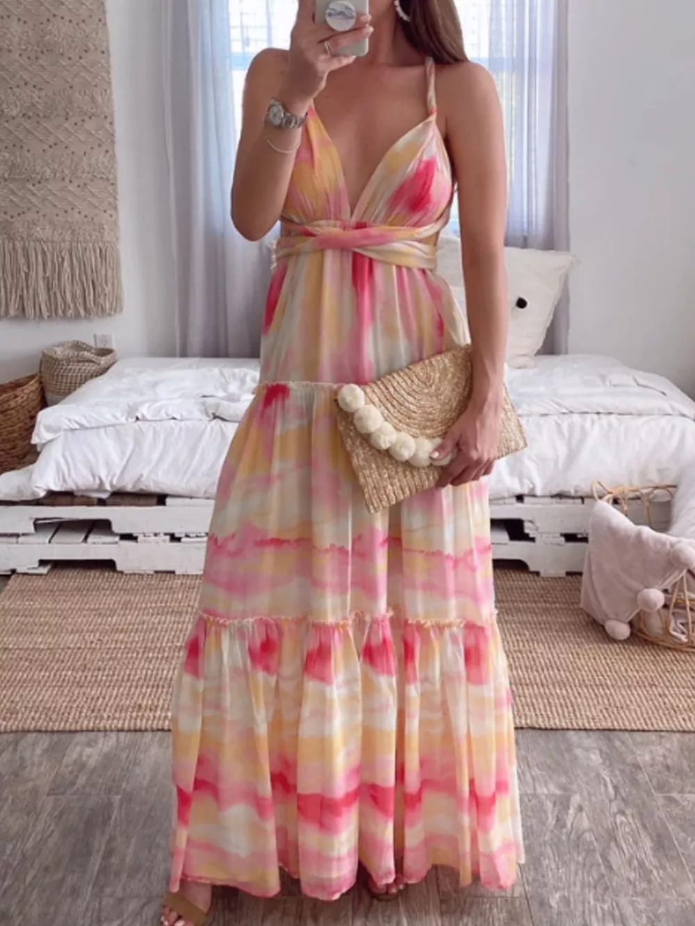 Tie-Dye Tiered Maxi Dress, image 2