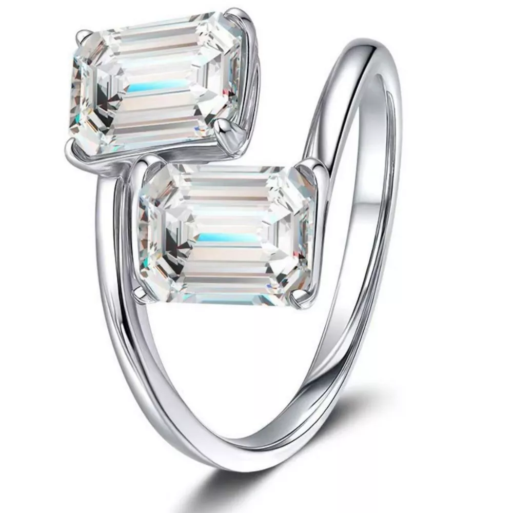 2 Carat Moissanite 925 Sterling Silver Bypass Ring, image 5