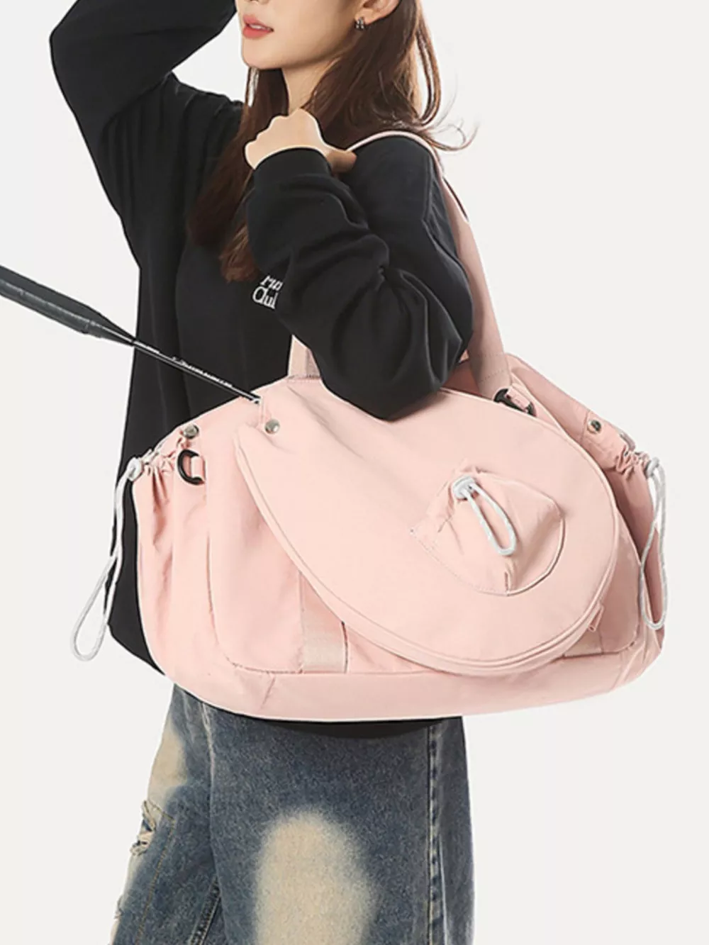Sporty Duffel Bag with Integrated Racket Holder, image 4